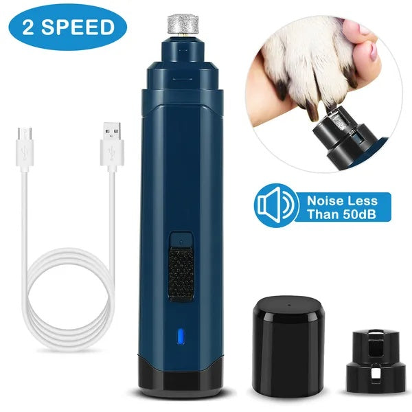 Professional Dog Nail Grinder — 2-Speed Quiet USB Rechargeable Pet Nail Trimmer