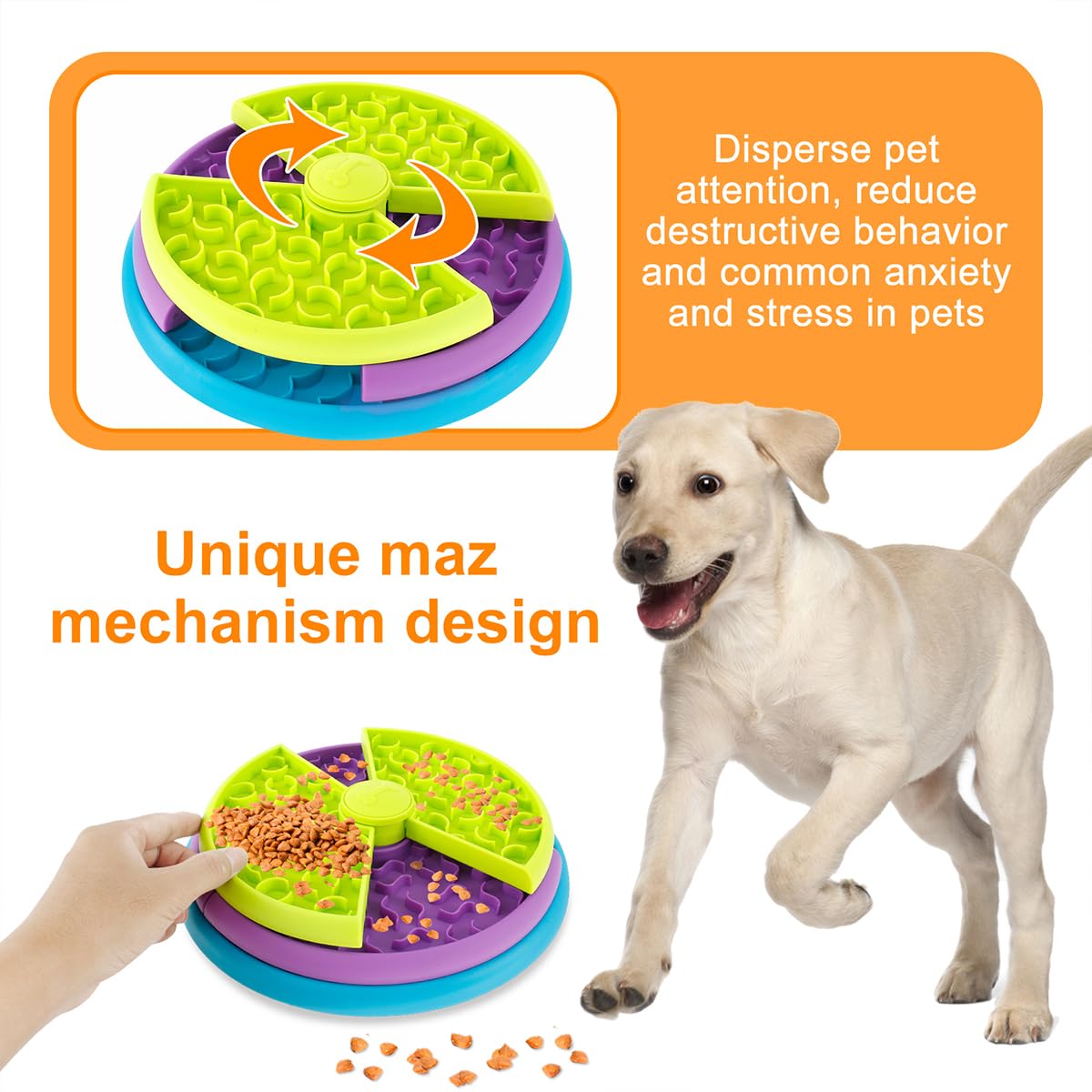 3-in-1 Slow Feeder Dog Bowl — Interactive Puzzle Feeder & Lick Mat for Small & Large Dogs