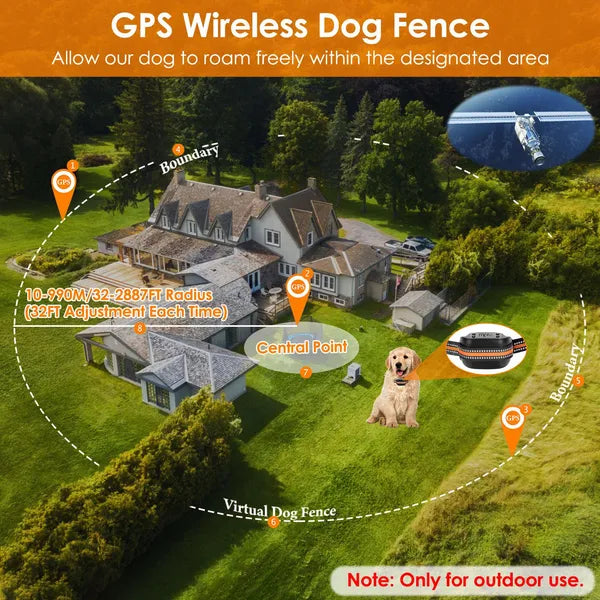 GPS Dog Collar Tracker — 32-2887 FT Range Safety Collar for Dogs