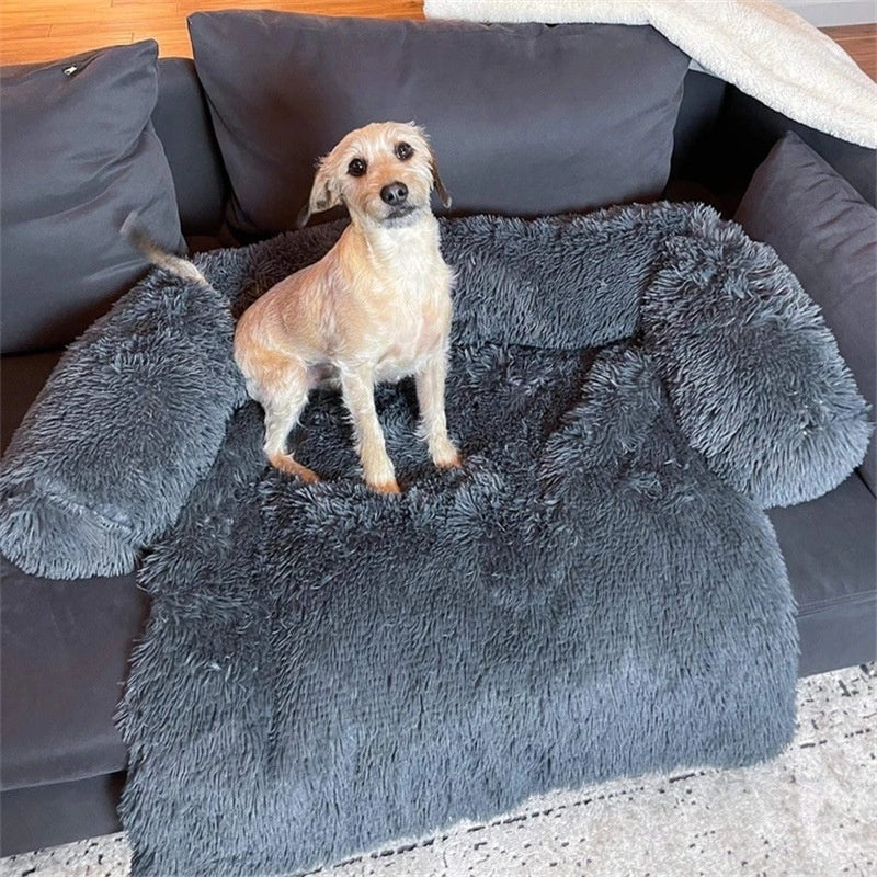 Fluffy Calming Dog Bed – Ultra Soft Plush Pet Sofa for Small & Medium Dogs