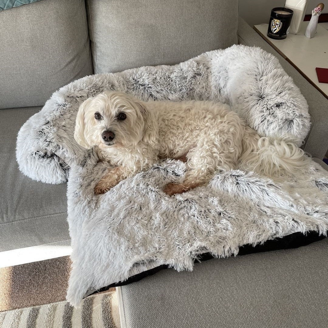Fluffy Calming Dog Bed – Ultra Soft Plush Pet Sofa for Small & Medium Dogs