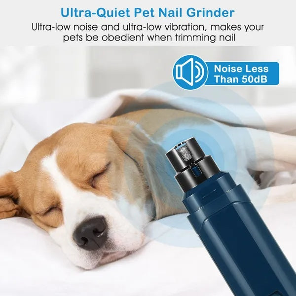 Professional Dog Nail Grinder — 2-Speed Quiet USB Rechargeable Pet Nail Trimmer