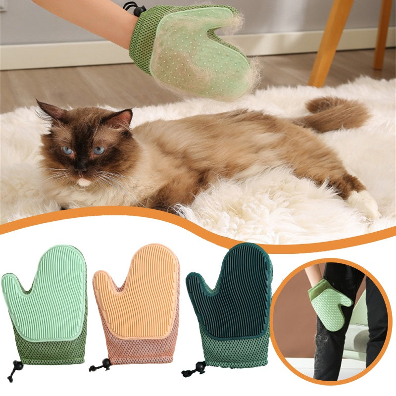 TailComfort Pet Grooming Glove — Silicone Deshedding Brush for Dogs & Cats