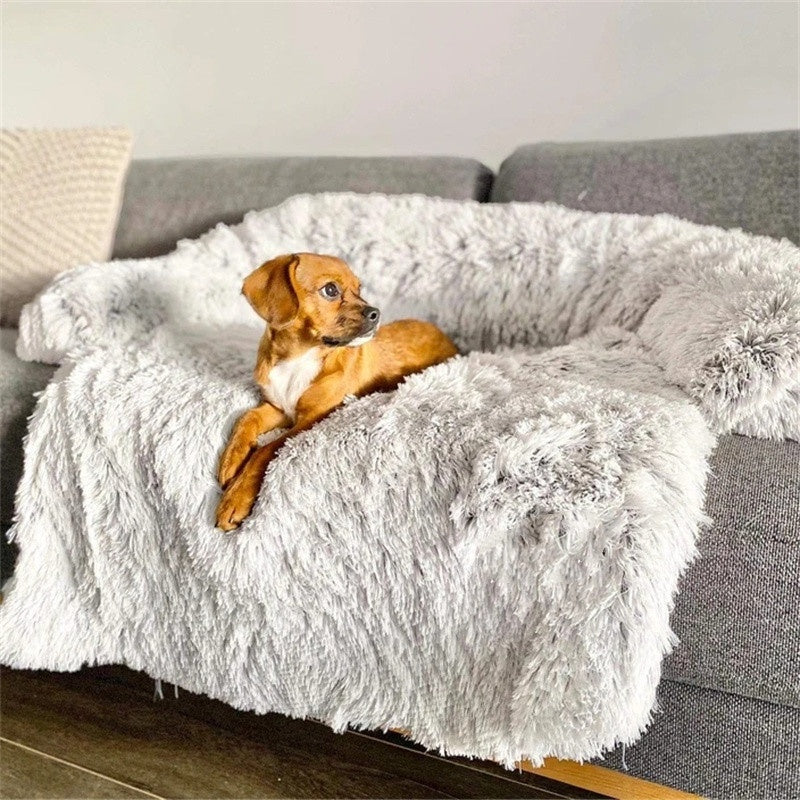 Fluffy Calming Dog Bed – Ultra Soft Plush Pet Sofa for Small & Medium Dogs