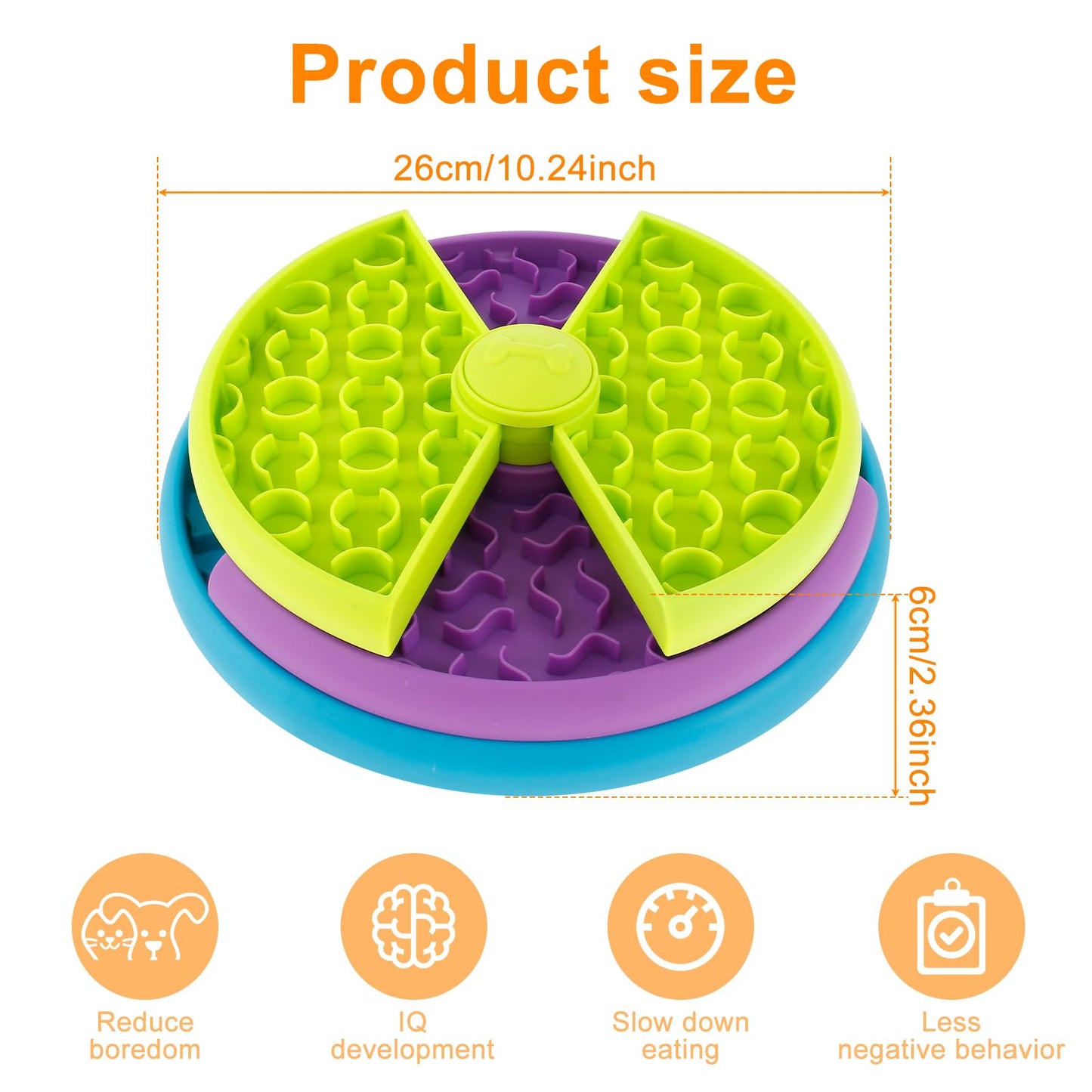 3-in-1 Slow Feeder Dog Bowl — Interactive Puzzle Feeder & Lick Mat for Small & Large Dogs